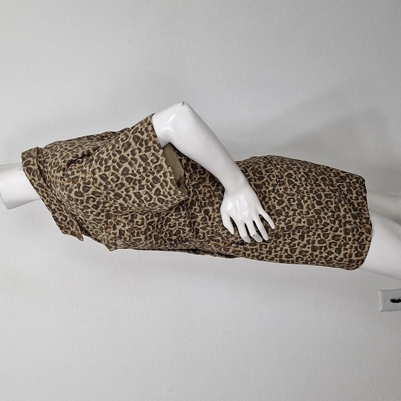 Le Lis NEW Taupe Brown Leopard Print Mobwife Streetwear W/Pockets Denim Romper L - Picture 10 of 15